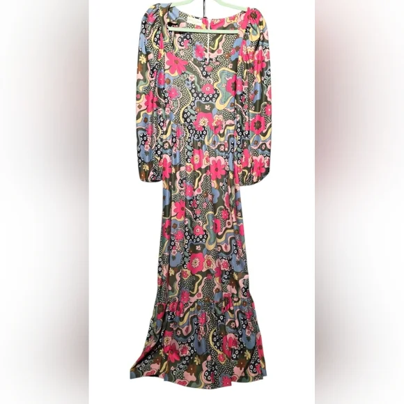 Smith & Queen Floral Maxi Dress with Multicolor Flpral Pattern Small PTP 17 - Picture 2 of 4